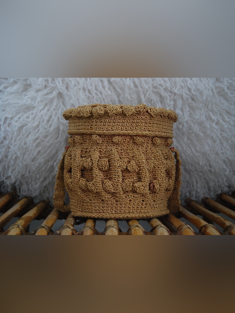 Handwoven Tan Crochet Bucket Bag - Stylish Women’s Shoulder Bag
